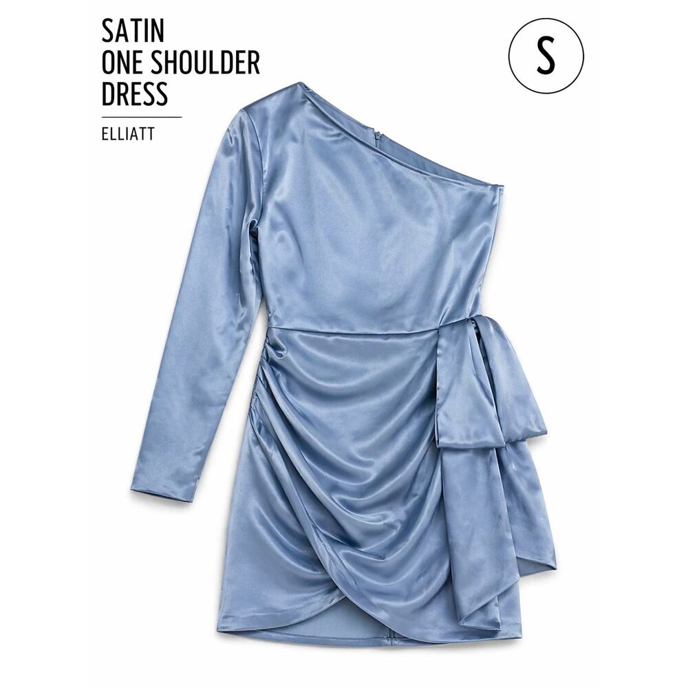Elliatt Satin One Shoulder Dress Blue Mini Cocktail Party Size Small NWT
